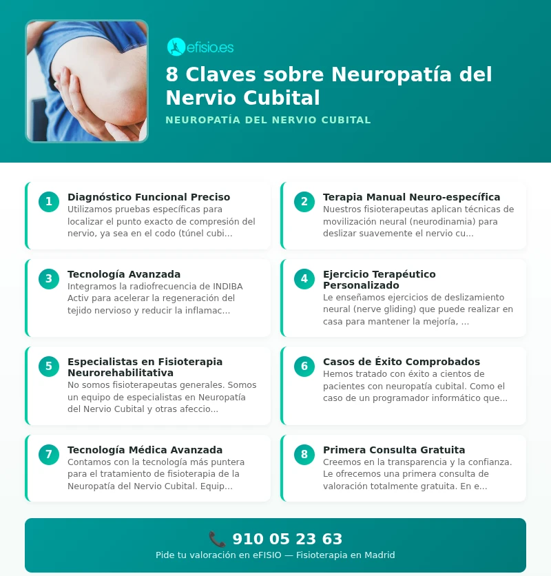 Infografía: Neuropatía del Nervio Cubital - causas y tratamiento