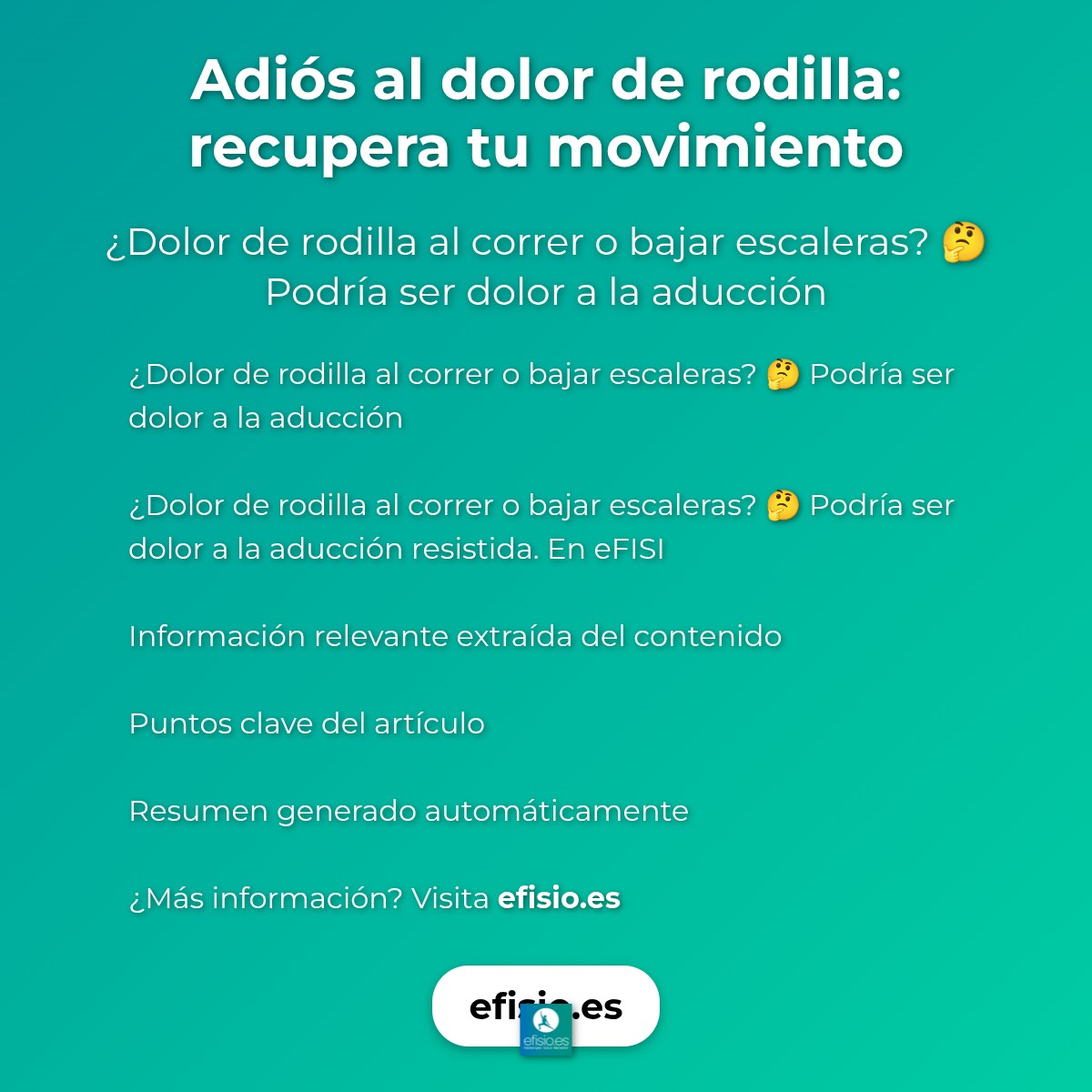 Imagen resumen sobre Adiós al dolor de rodilla: recupera tu movimiento