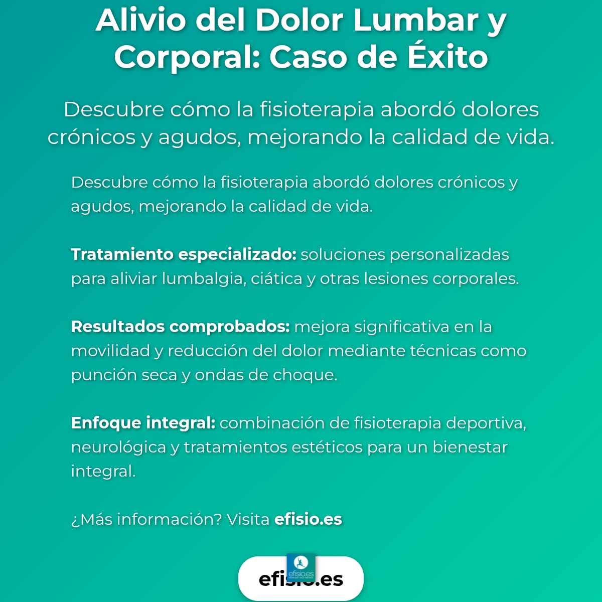 Imagen resumen sobre Alivio del Dolor Lumbar y Corporal: Caso de Éxito