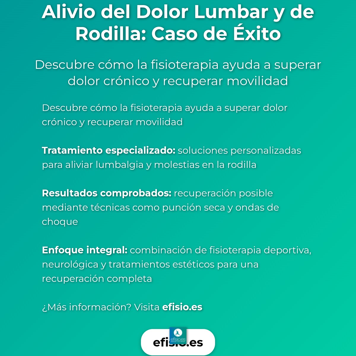Imagen resumen sobre Alivio del Dolor Lumbar y de Rodilla: Caso de Éxito