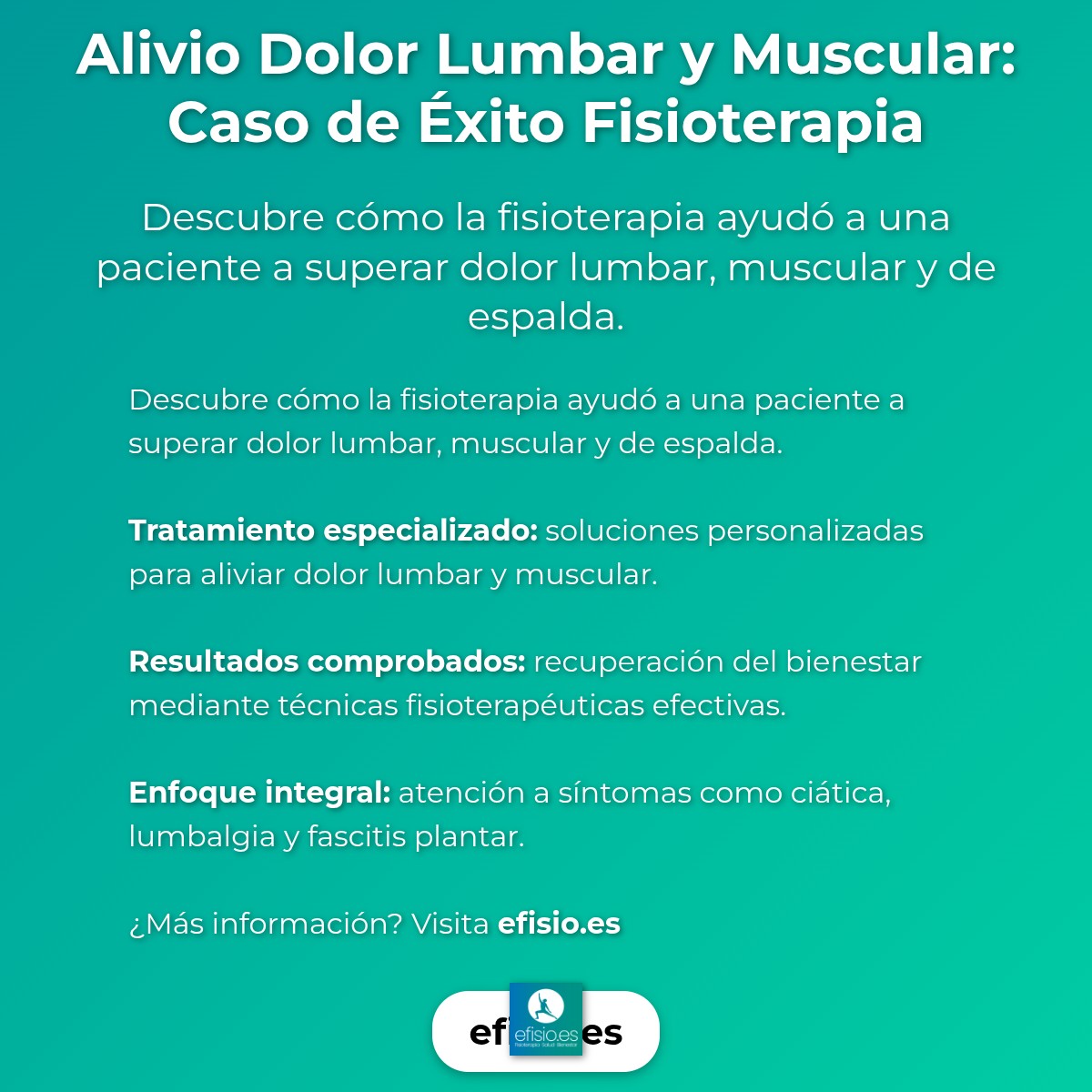 Imagen resumen sobre Alivio Dolor Lumbar y Muscular: Caso de Éxito Fisioterapia