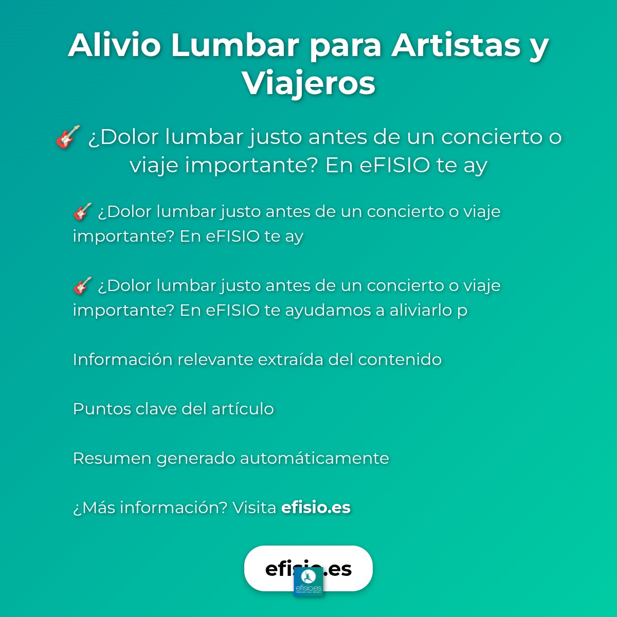 Imagen resumen sobre Alivio Lumbar para Artistas y Viajeros