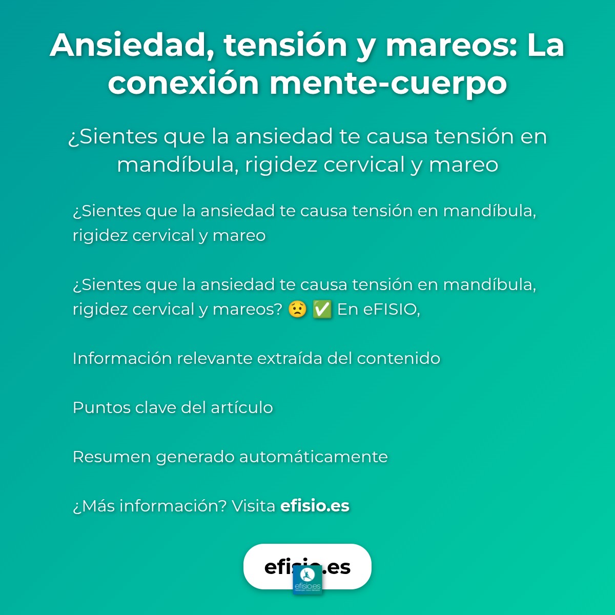 Imagen resumen sobre Ansiedad, tensión y mareos: La conexión mente-cuerpo