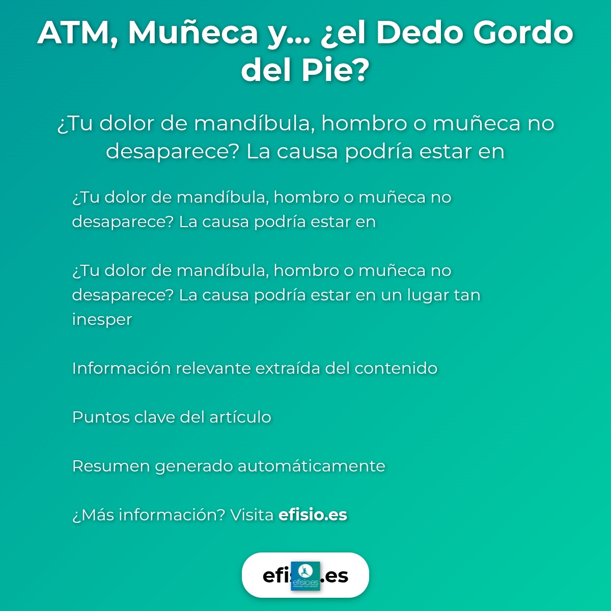 ATM, Muñeca y... ¿el Dedo Gordo del Pie?