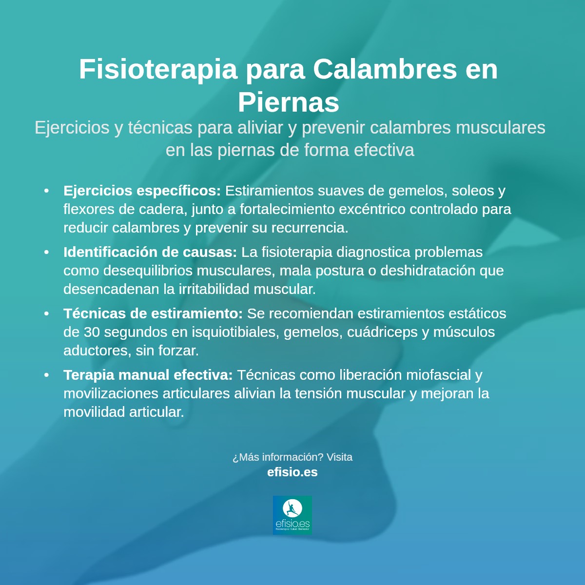 Imagen resumen sobre Calambres en las piernas