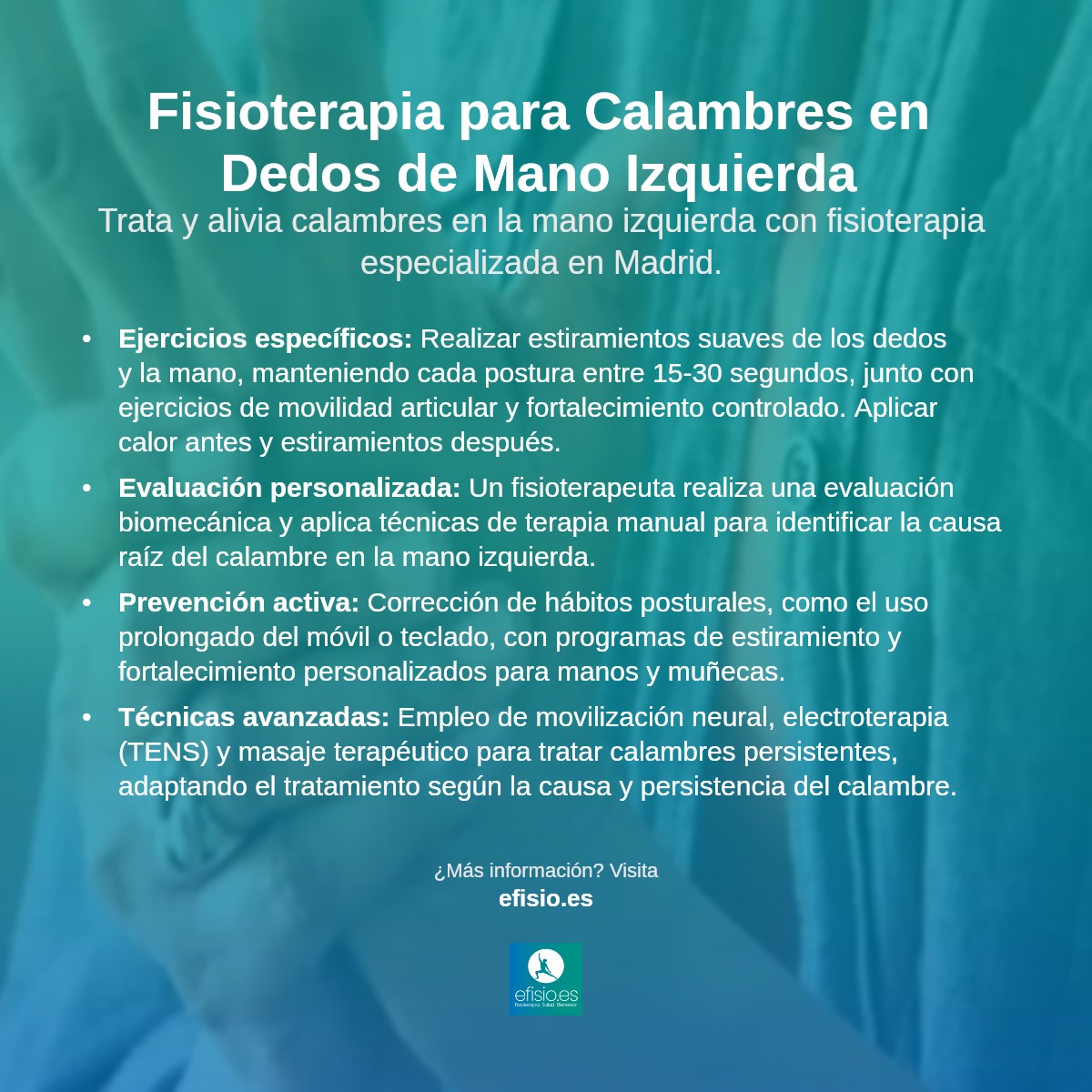 Imagen resumen sobre Calambres en los dedos de la mano izquierda