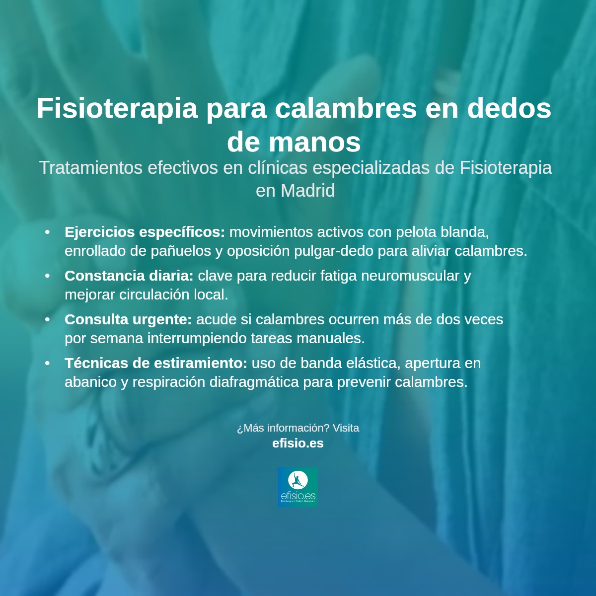Imagen resumen sobre Calambres en los dedos de las manos