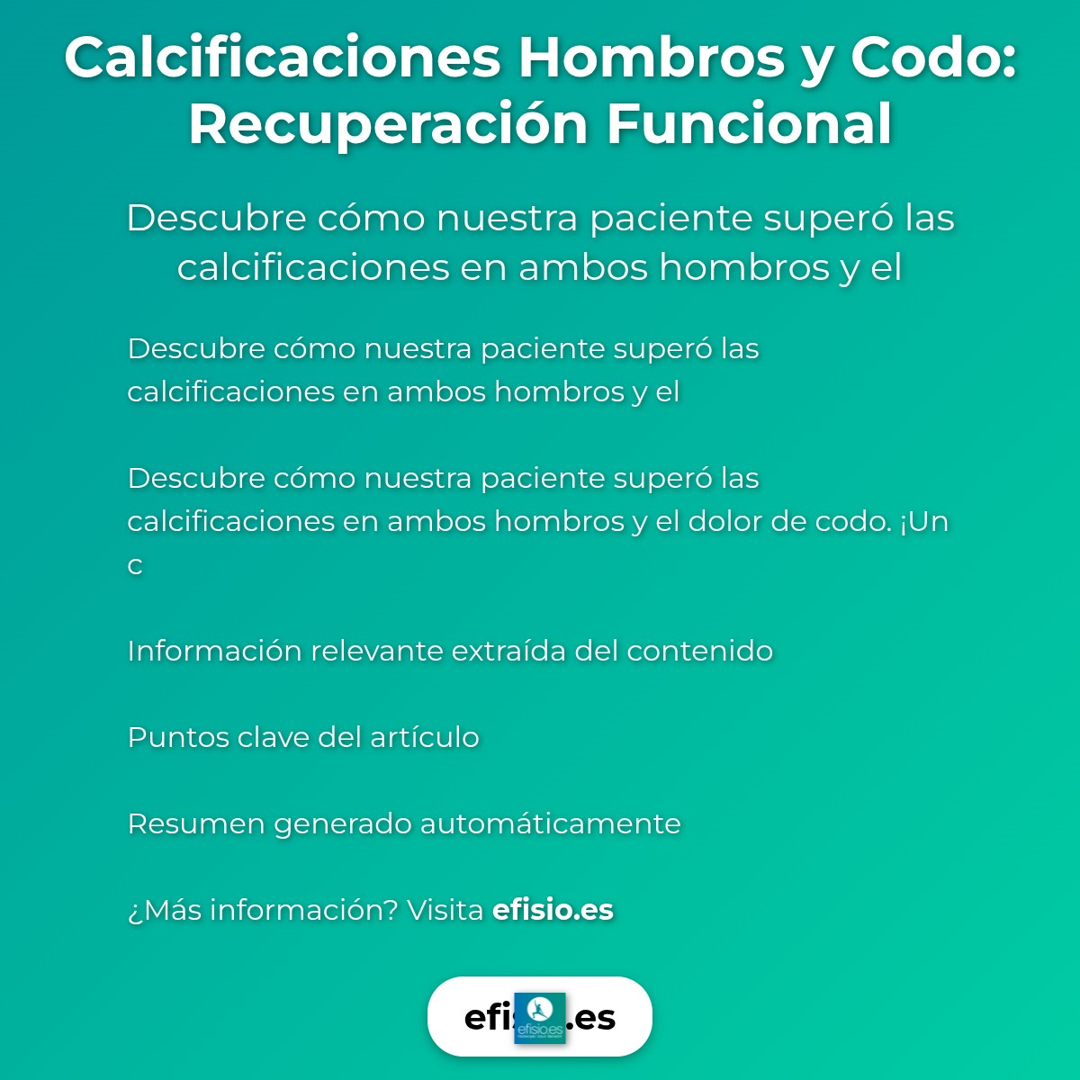 Imagen resumen sobre Calcificaciones Hombros y Codo: Recuperación Funcional