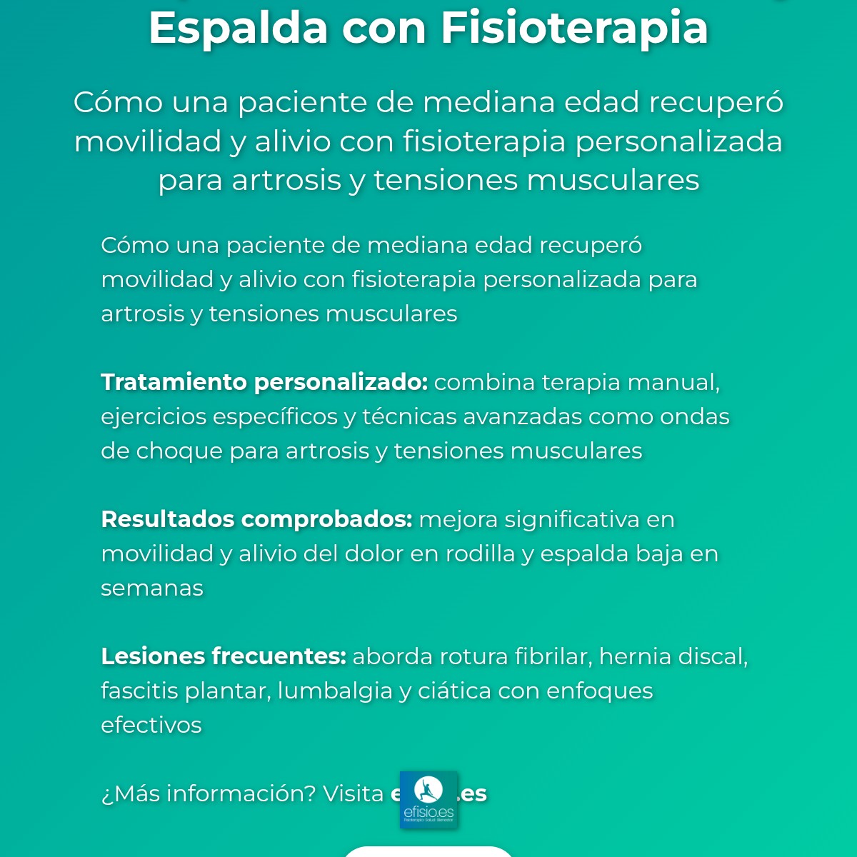 Imagen resumen sobre Caso Éxito: Dolor Rodilla y Espalda Fisioterapia