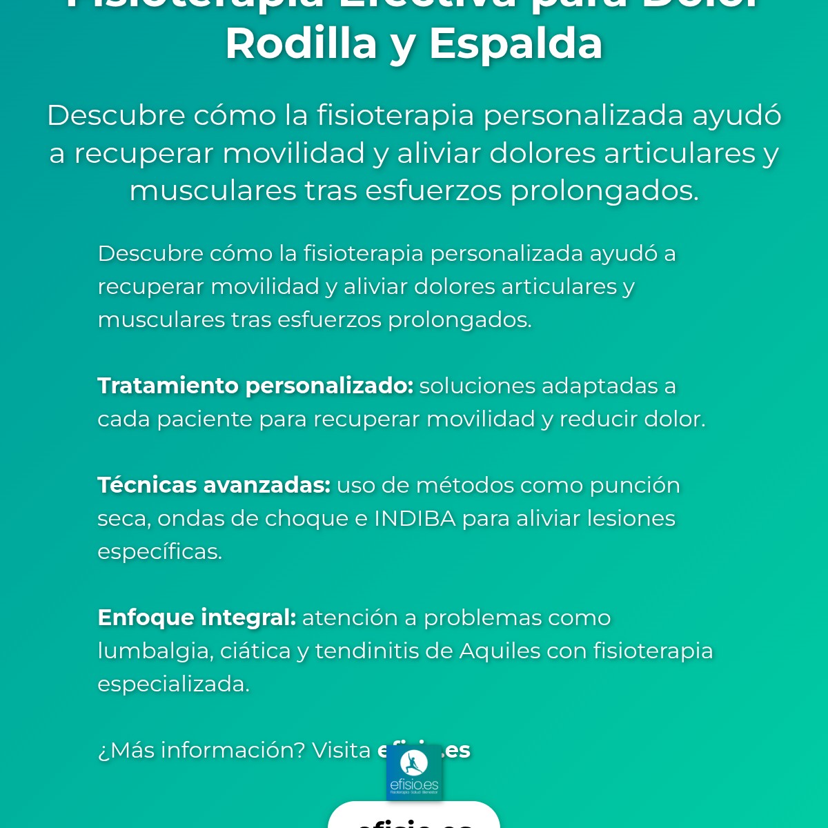 Imagen resumen sobre Caso Éxito: Fisioterapia para Dolor Rodilla y Espalda