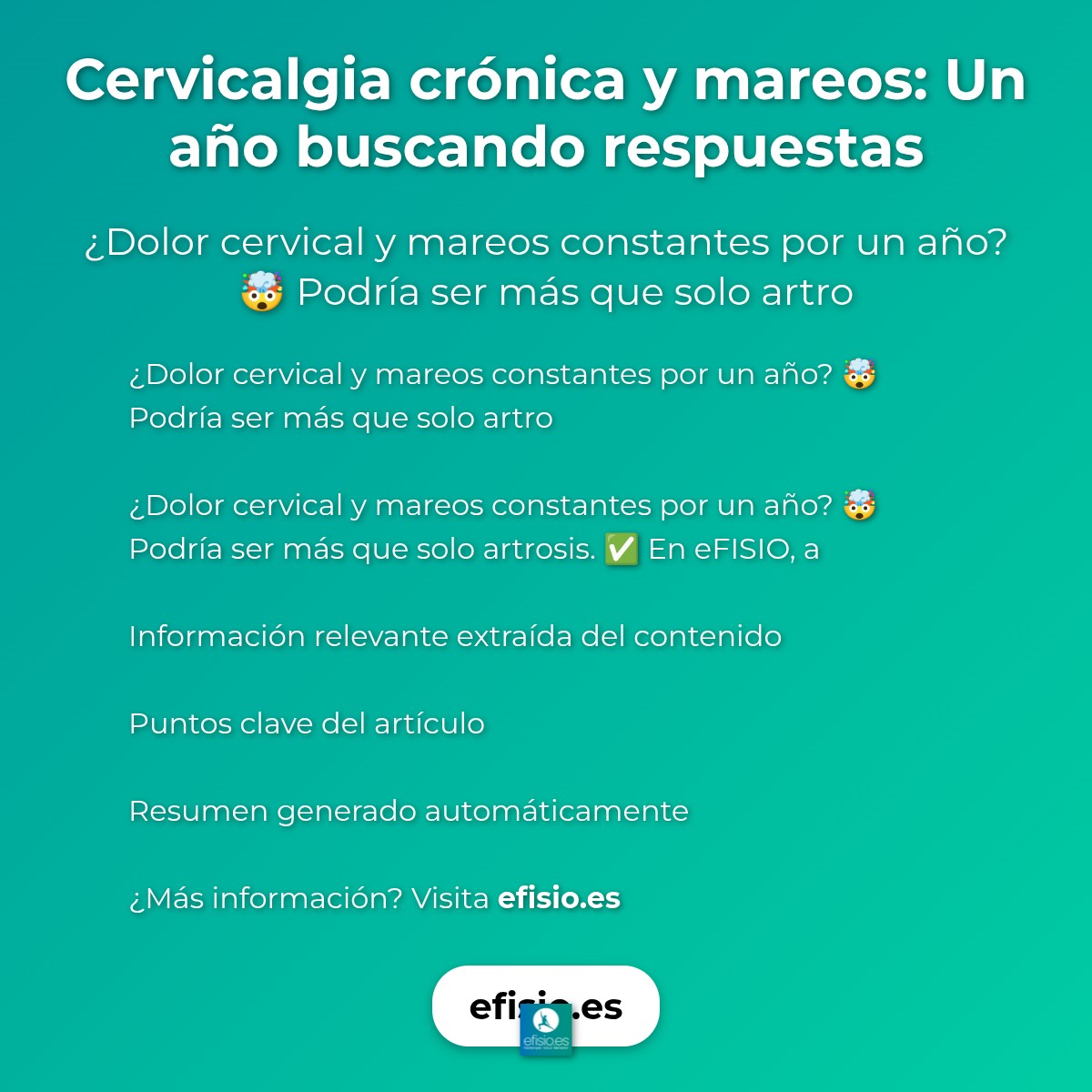 Cervicalgia crónica y mareos: Un año buscando respuestas