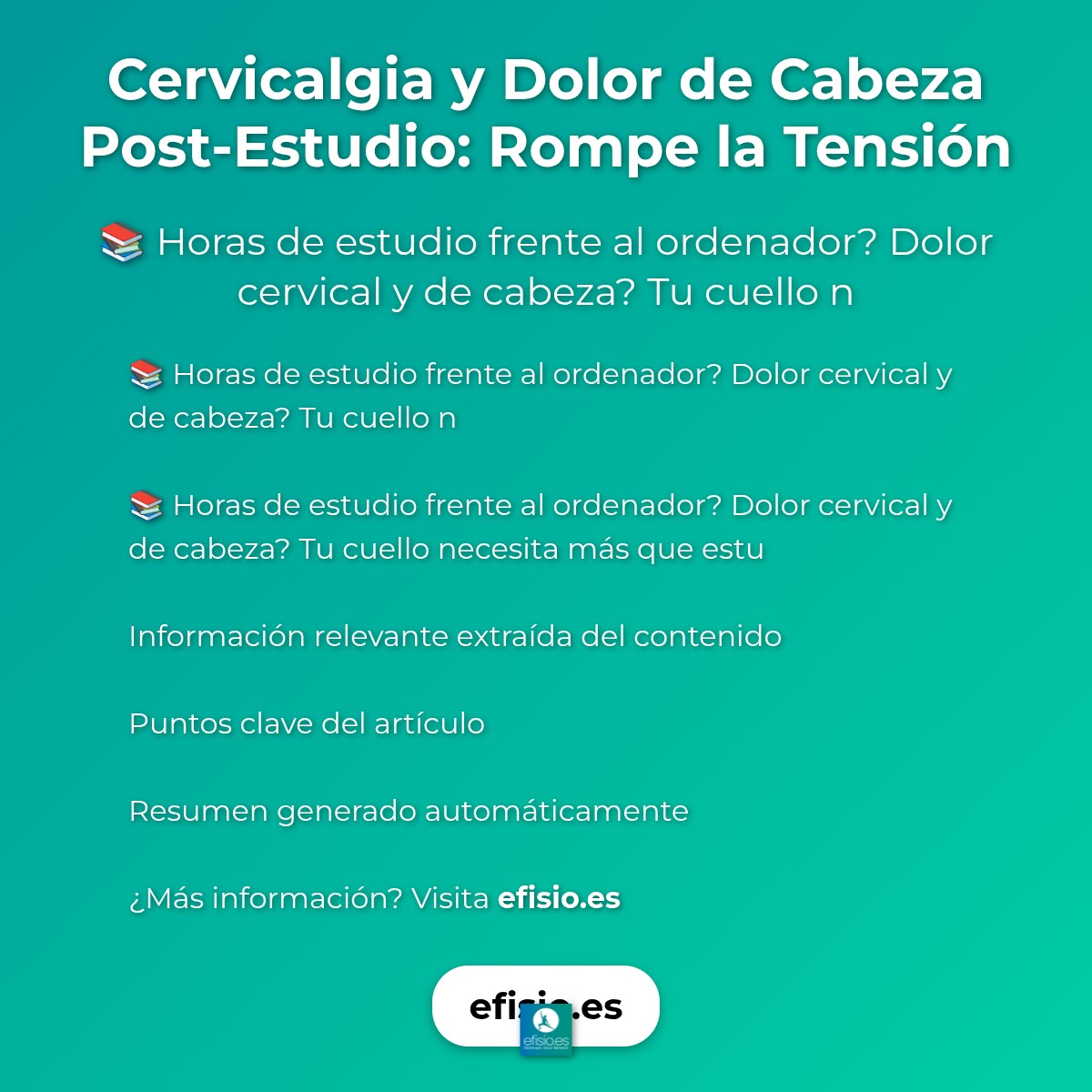 Cervicalgia y Dolor de Cabeza Post-Estudio: Rompe la Tensión