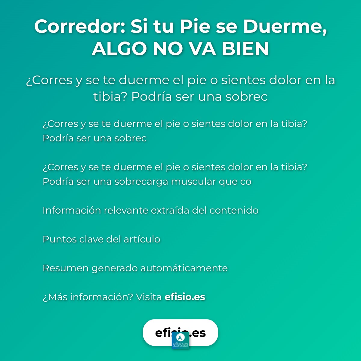 Corredor: Si tu Pie se Duerme, ALGO NO VA BIEN