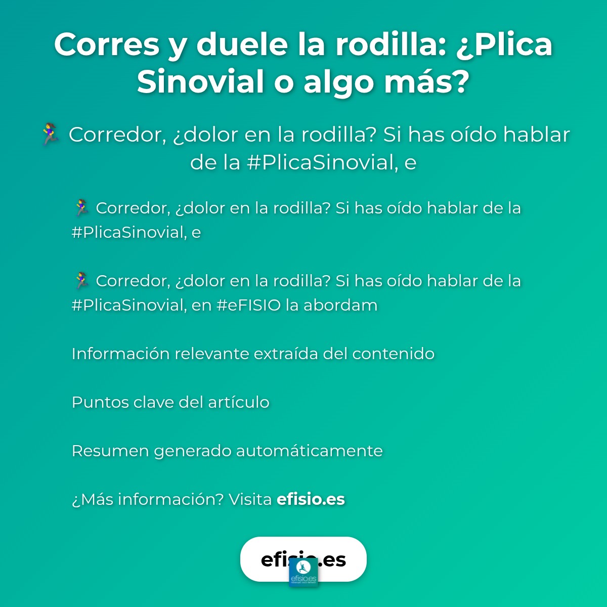 Corres y duele la rodilla: ¿Plica Sinovial o algo más?