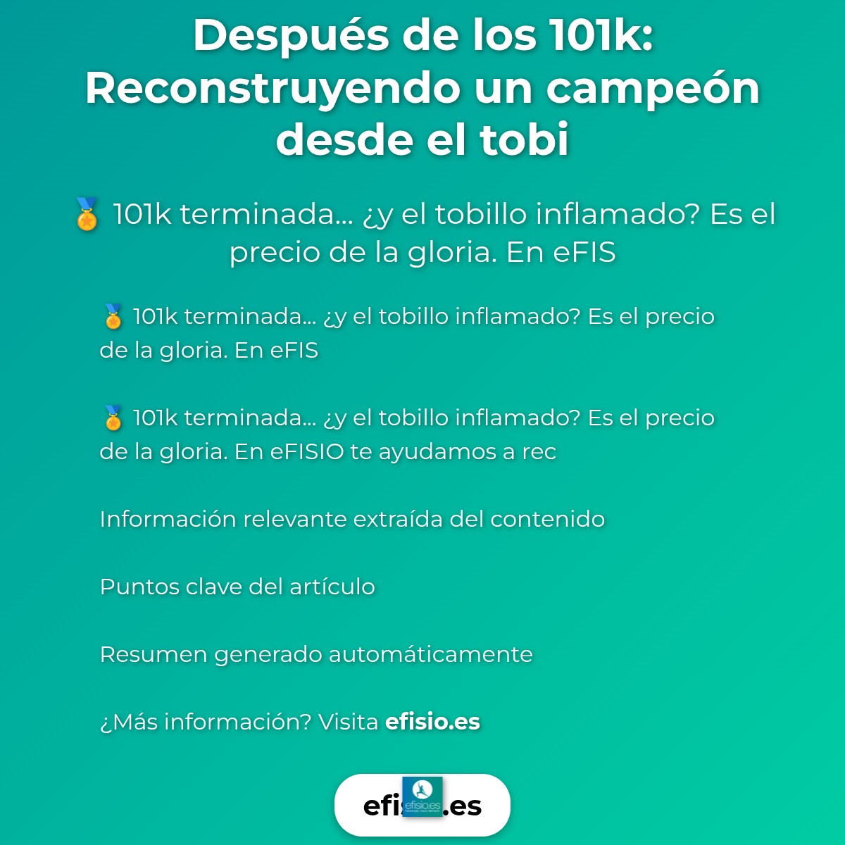 Después de los 101k: Reconstruyendo un campeón desde el tobillo.