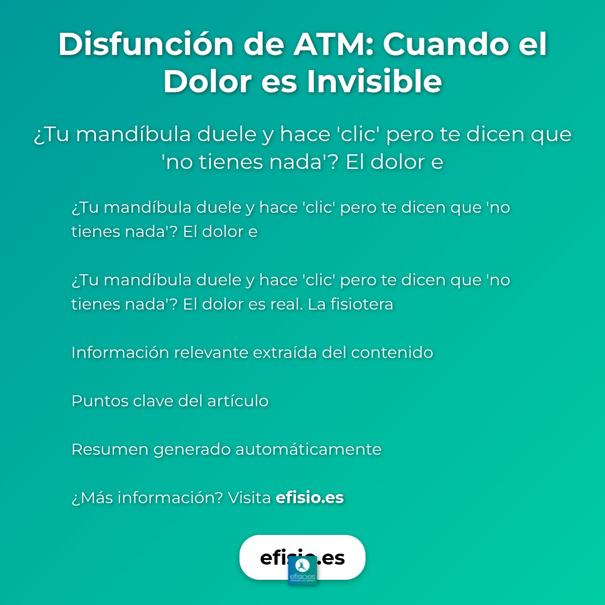 Disfunción de ATM: Cuando el Dolor es Invisible