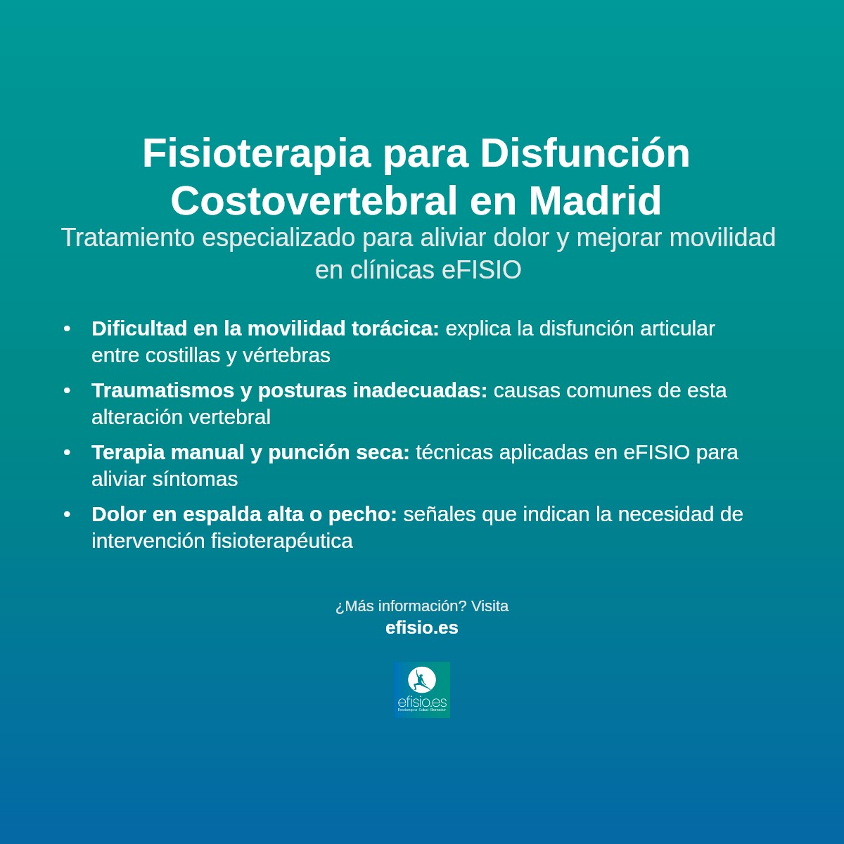 Imagen resumen sobre Disfunción de la Articulación Costovertebral