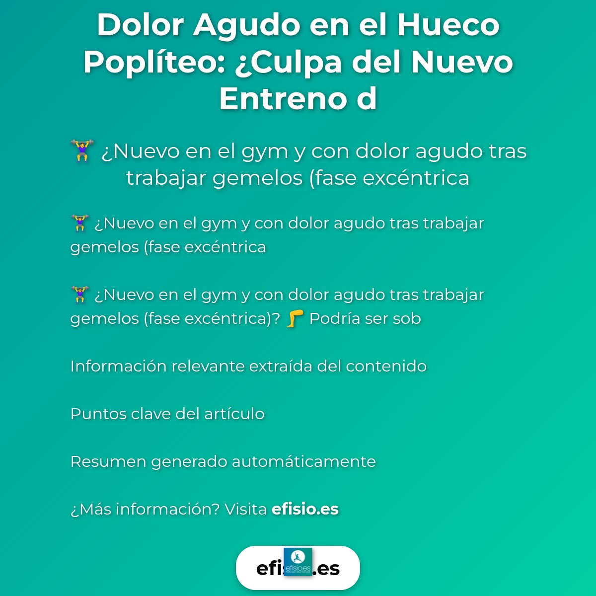 Dolor Agudo en el Hueco Poplíteo: ¿Culpa del Nuevo Entreno de Gemelos?