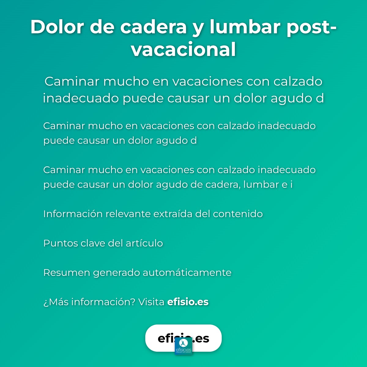 Dolor de cadera y lumbar post-vacacional