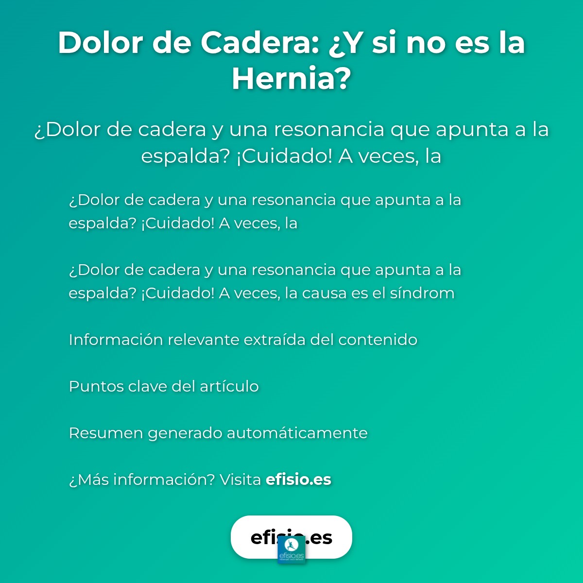 Dolor de Cadera: ¿Y si no es la Hernia?