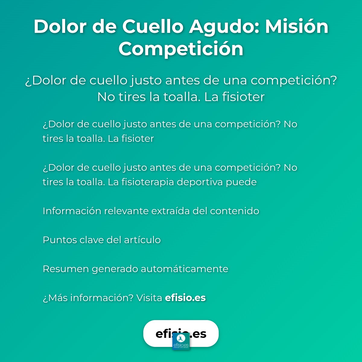 Dolor de Cuello Agudo: Misión Competición