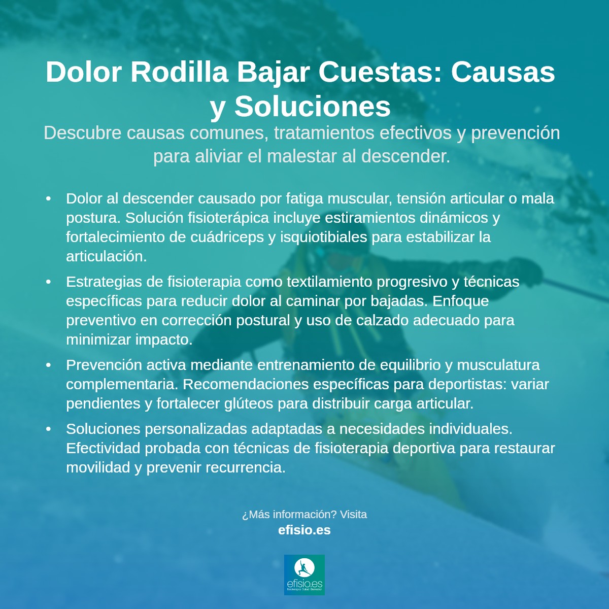 Imagen resumen sobre Dolor en la Rodilla al Bajar Cuestas: Causas, Soluciones y Prevención