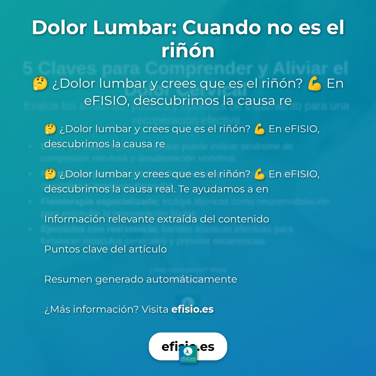 Dolor Lumbar: Cuando no es el riñón
