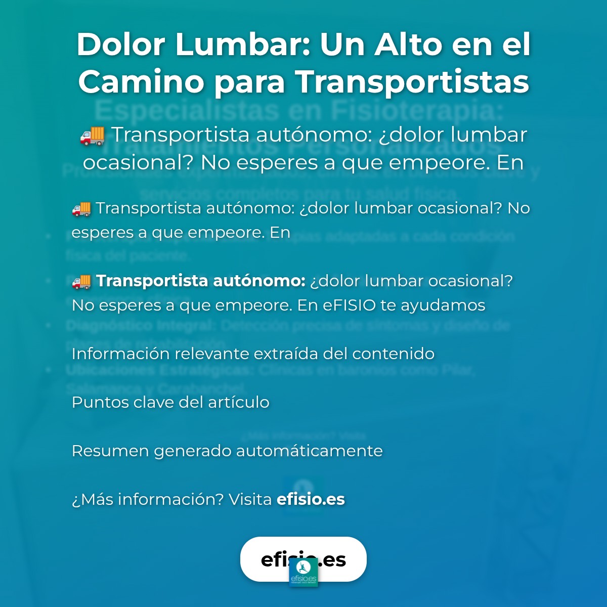 Dolor Lumbar: Un Alto en el Camino para Transportistas