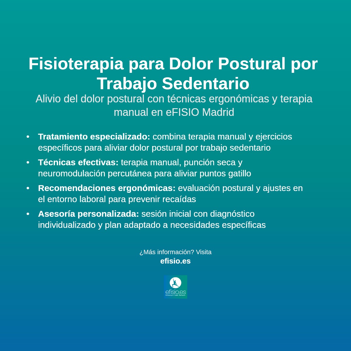 Imagen resumen sobre Dolor Postural (Trabajo Sedentario, etc.)