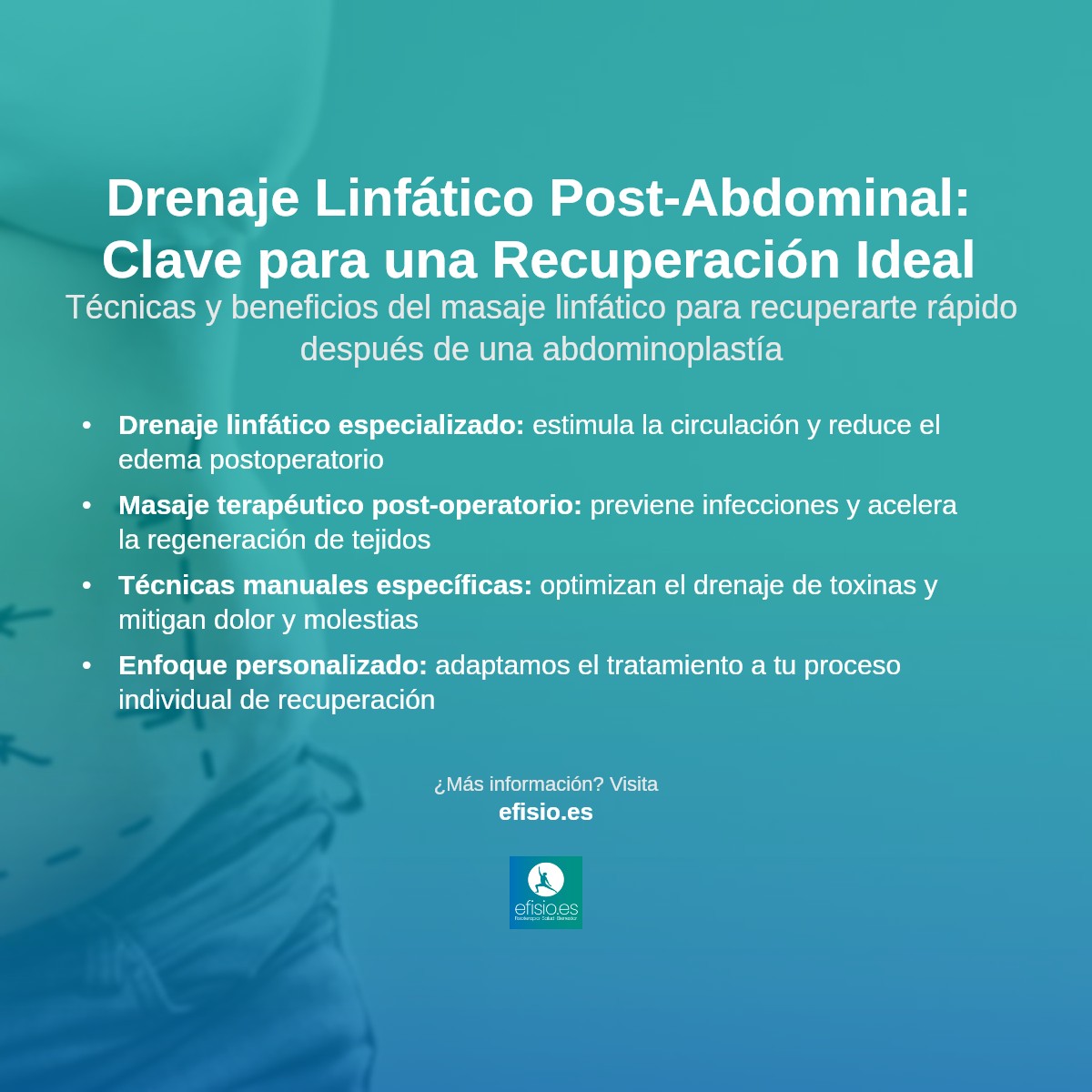 Imagen resumen sobre Drenaje linfático después de abdominoplastia
