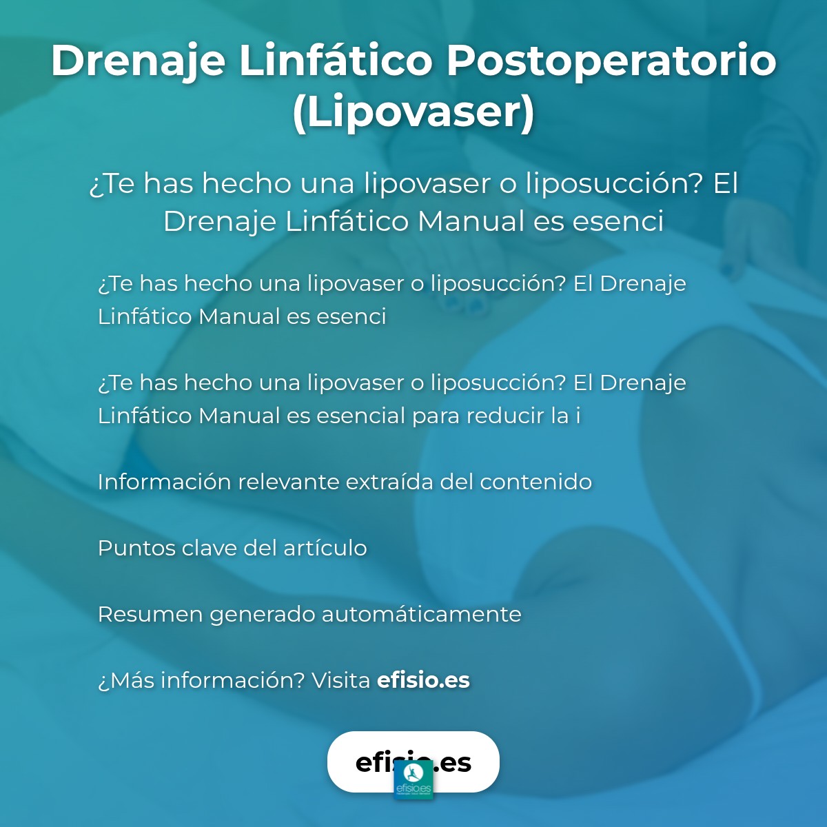Drenaje Linfático Postoperatorio (Lipovaser)