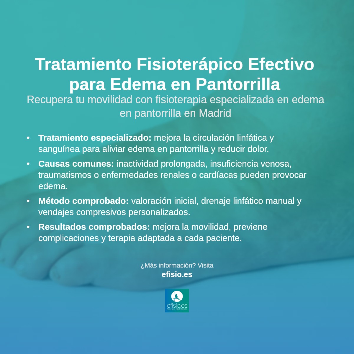 Imagen resumen sobre Edema o Hinchazón en la Pantorrilla