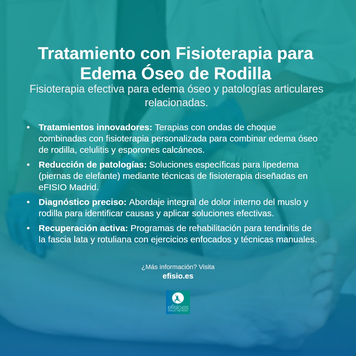 Imagen resumen sobre Edema óseo de rodilla: Tratamiento con Fisioterapia