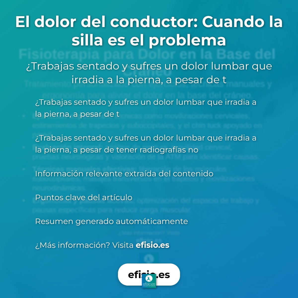 El dolor del conductor: Cuando la silla es el problema