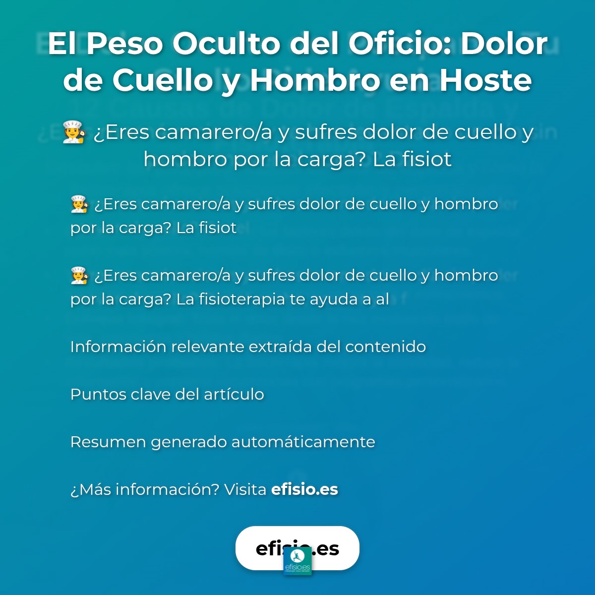 El Peso Oculto del Oficio: Dolor de Cuello y Hombro en Hostelería
