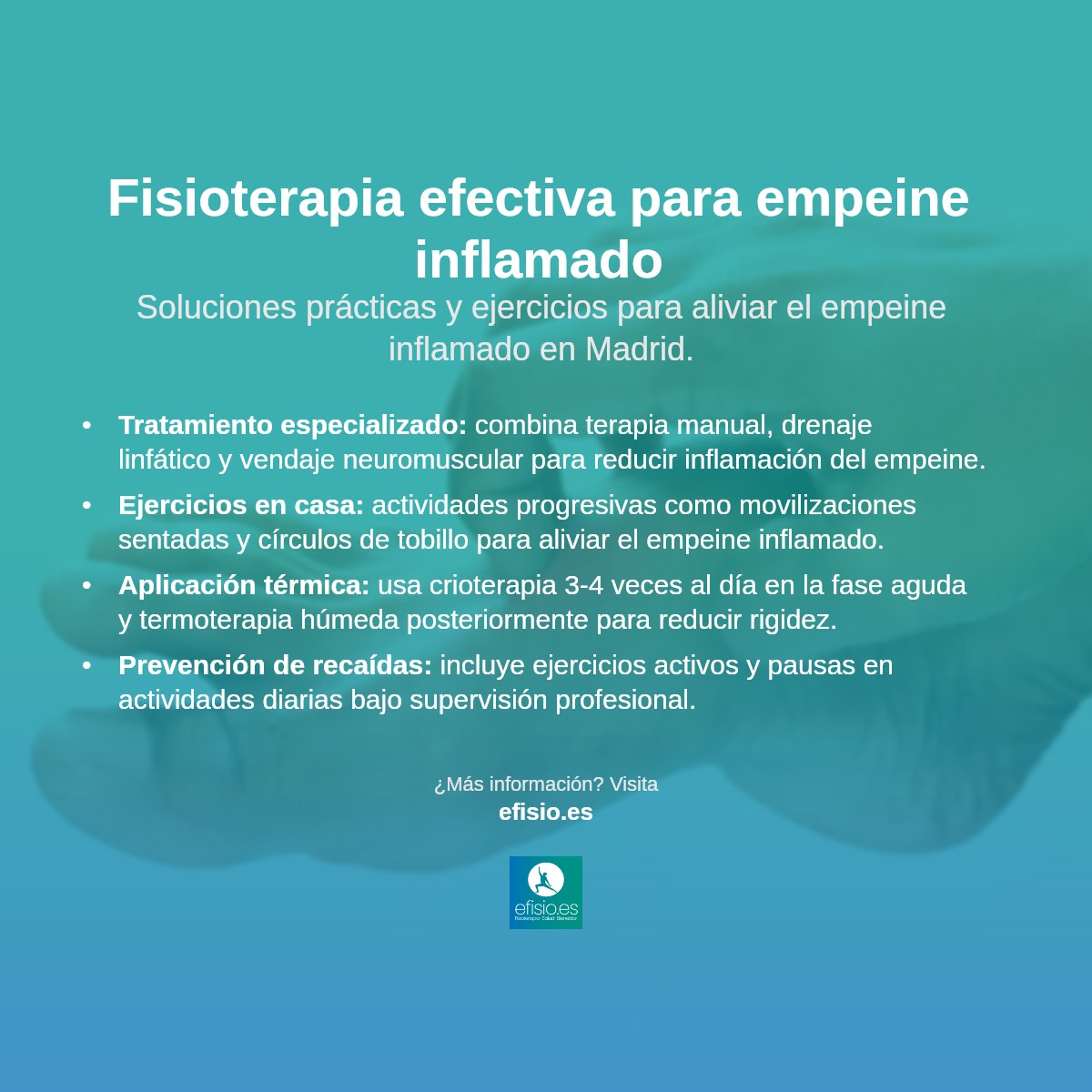 Imagen resumen sobre Empeine del pie inflamado