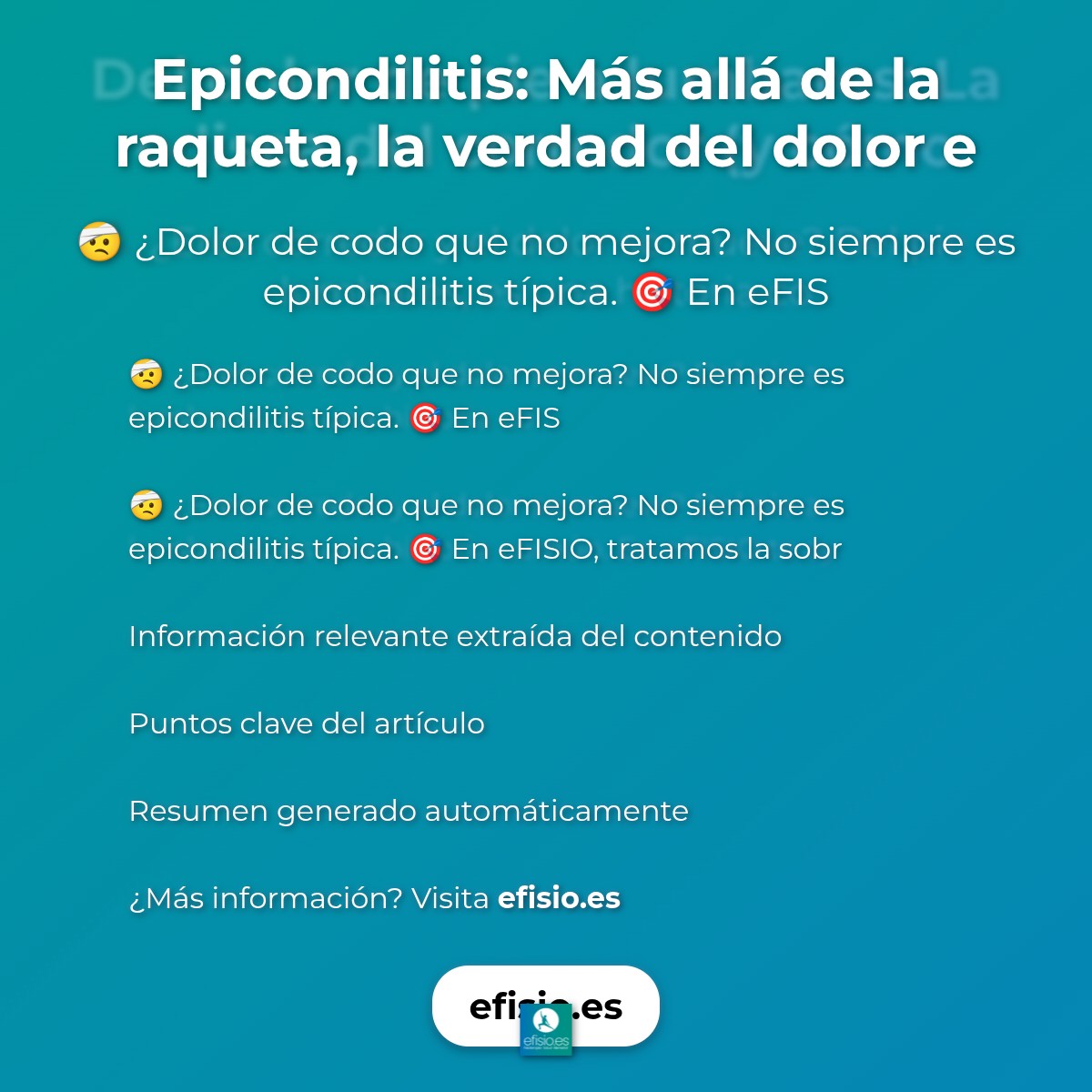 Epicondilitis: Más allá de la raqueta, la verdad del dolor en tu codo