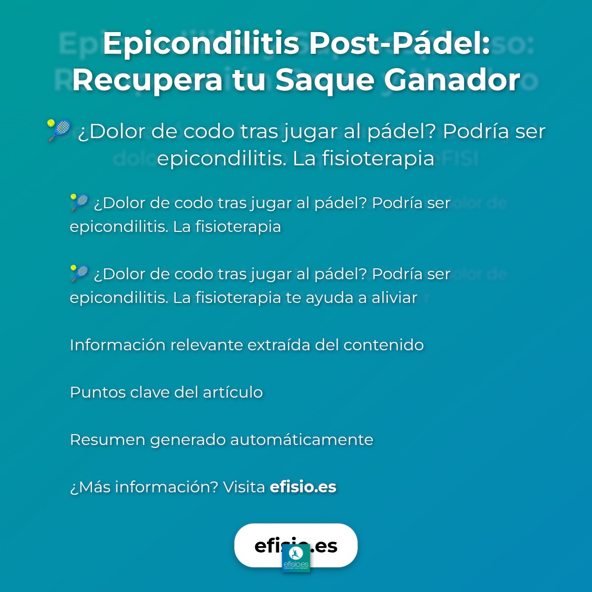 Epicondilitis Post-Pádel: Recupera tu Saque Ganador