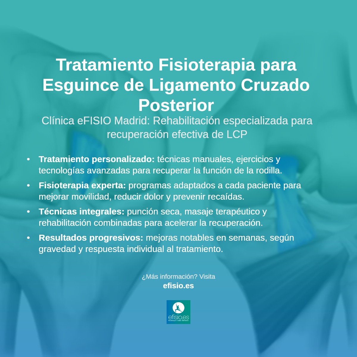 Imagen resumen sobre Esguince de Ligamento Cruzado Posterior (LCP)