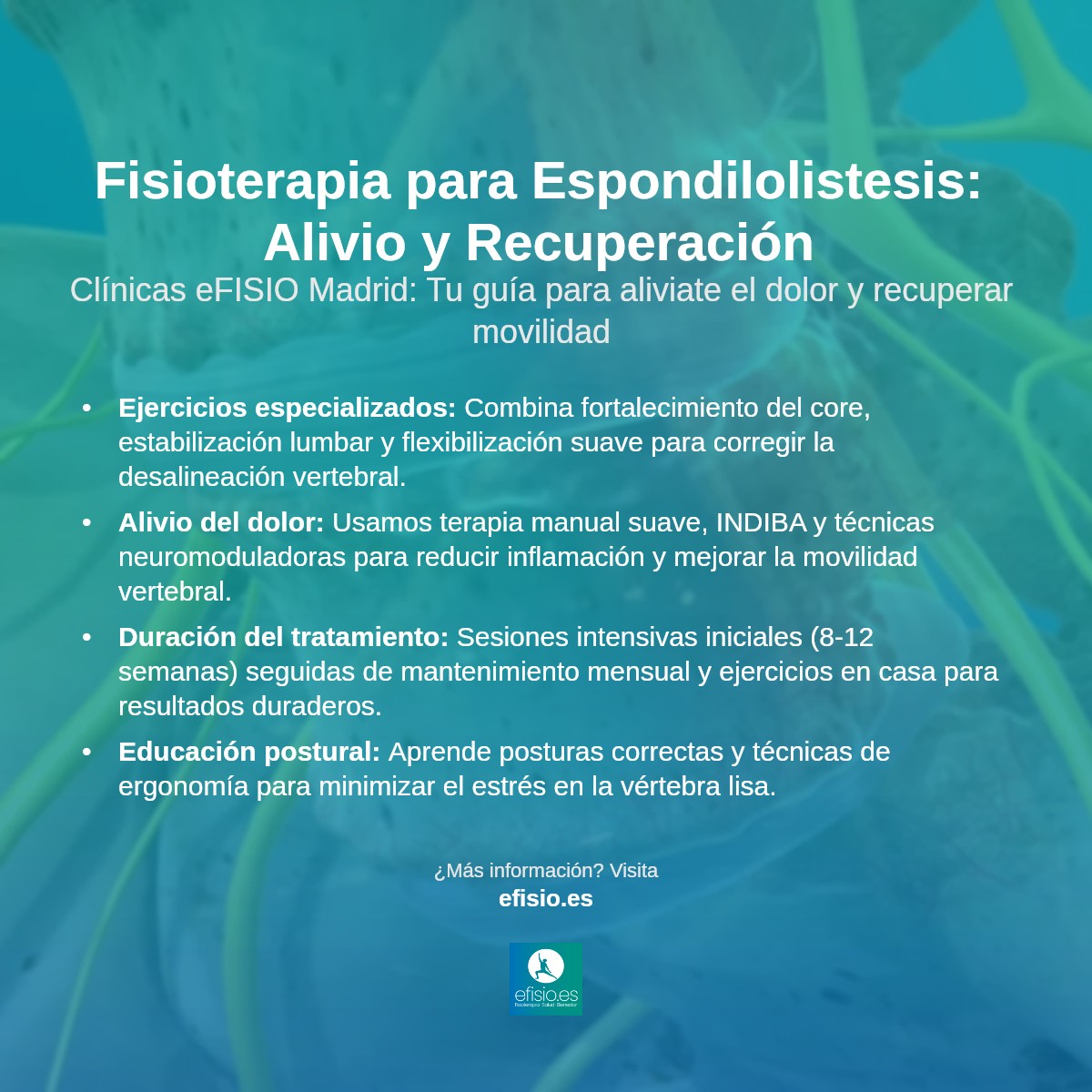 Imagen resumen sobre Espondilolistesis
