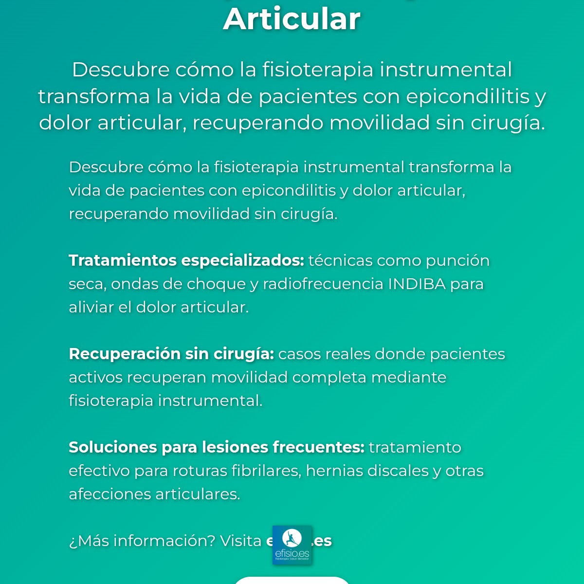 Imagen resumen sobre Éxito en Epicondilitis y Dolor Articular