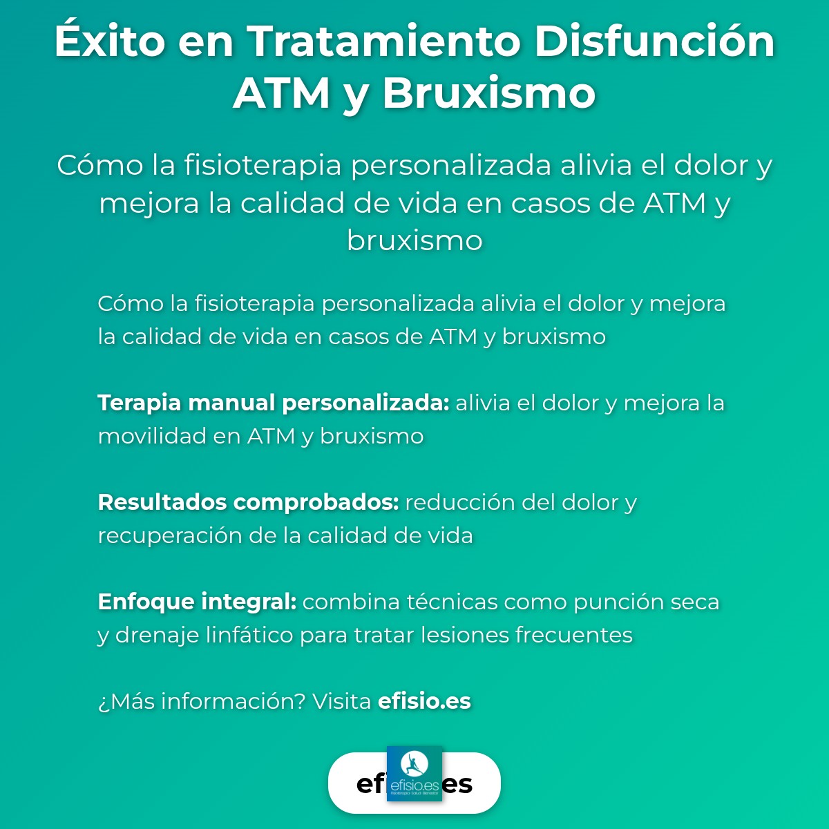Imagen resumen sobre Éxito en Tratamiento Disfunción ATM y Bruxismo