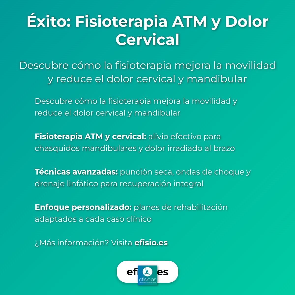 Imagen resumen sobre Éxito: Fisioterapia ATM y Dolor Cervical