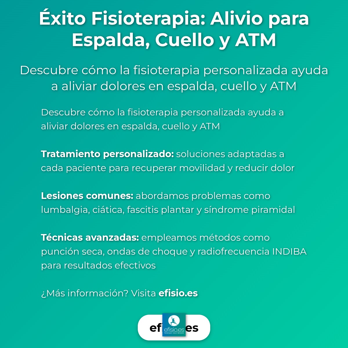 Imagen resumen sobre Éxito Fisioterapia: Espalda, Cuello y ATM