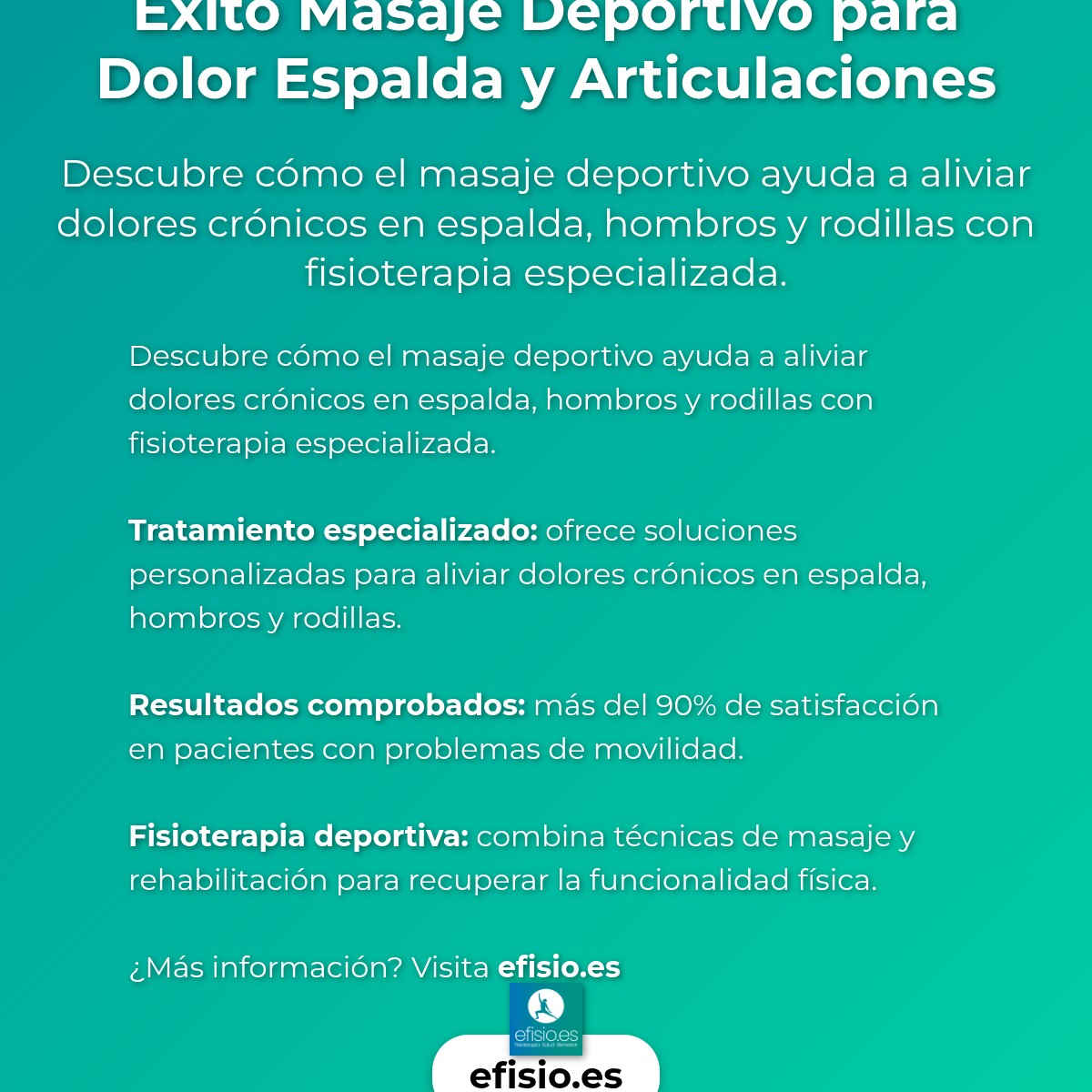 Imagen resumen sobre Éxito Masaje Deportivo Dolores Espalda y Articulaciones