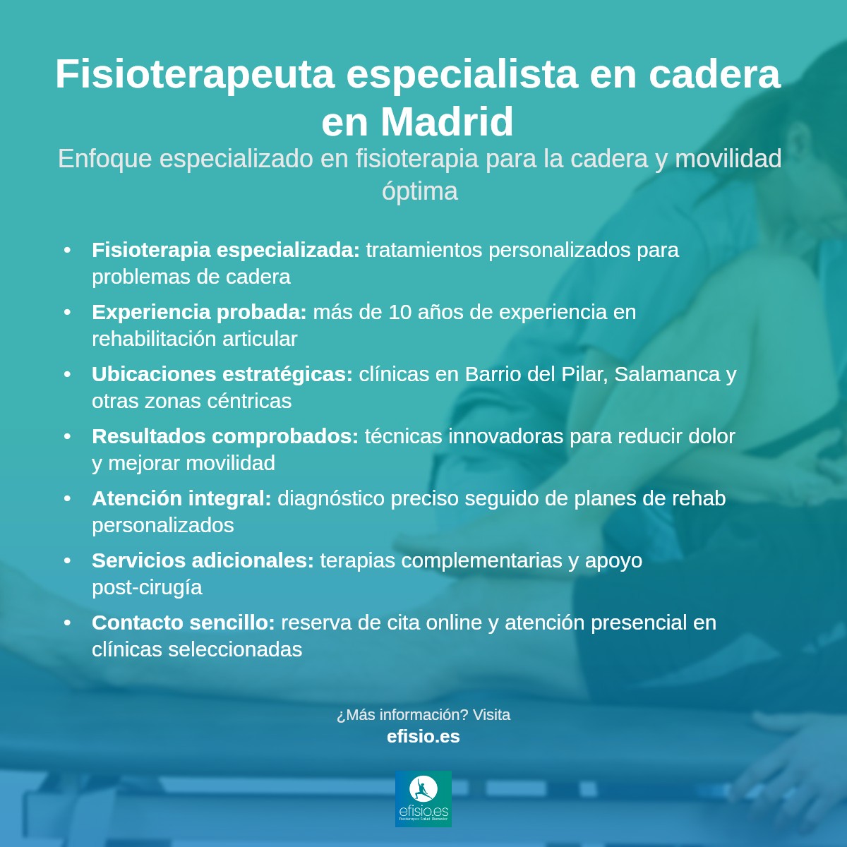Imagen resumen sobre Fisioterapeuta especialista en cadera en Madrid