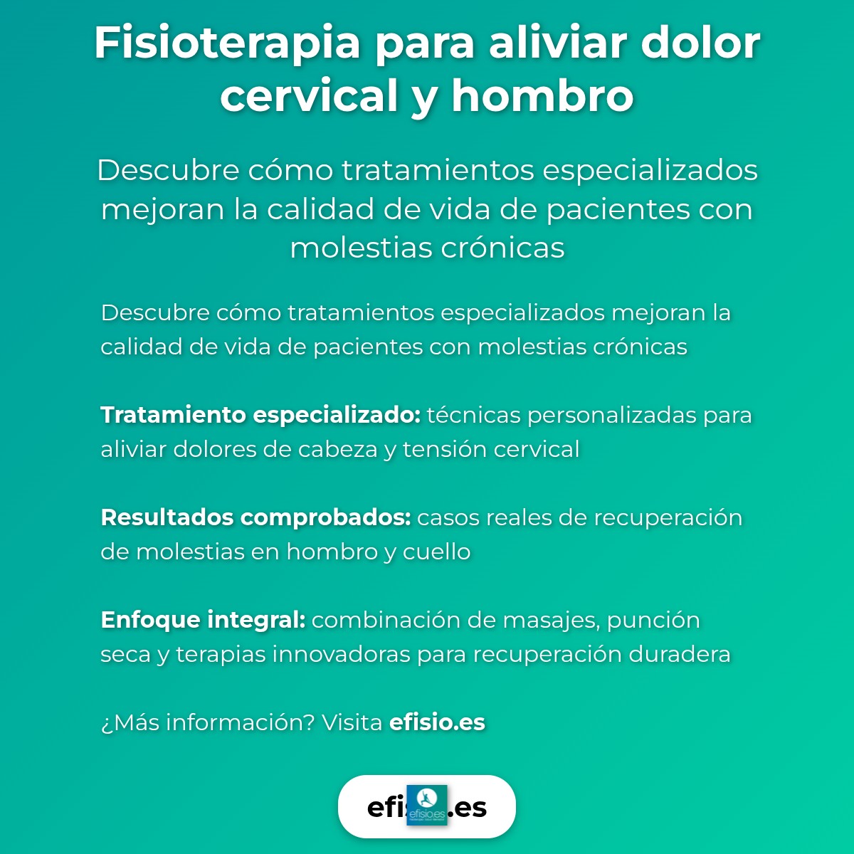 Imagen resumen sobre Fisioterapia: Alivio Dolor Cervical y Hombro | eFISIO