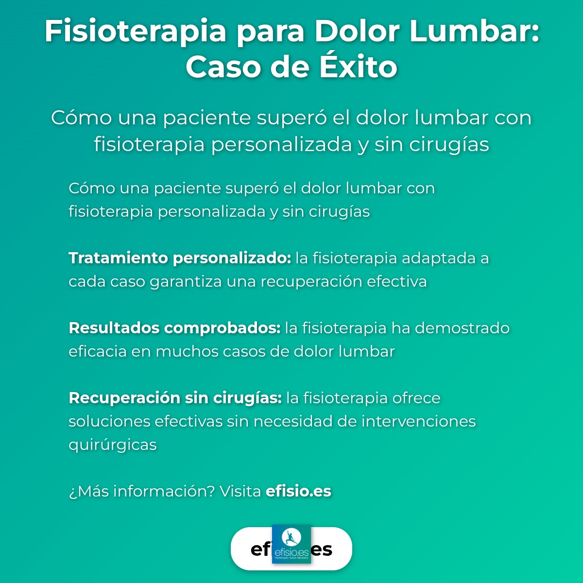 Imagen resumen sobre Fisioterapia Dolor Lumbar: Caso Éxito