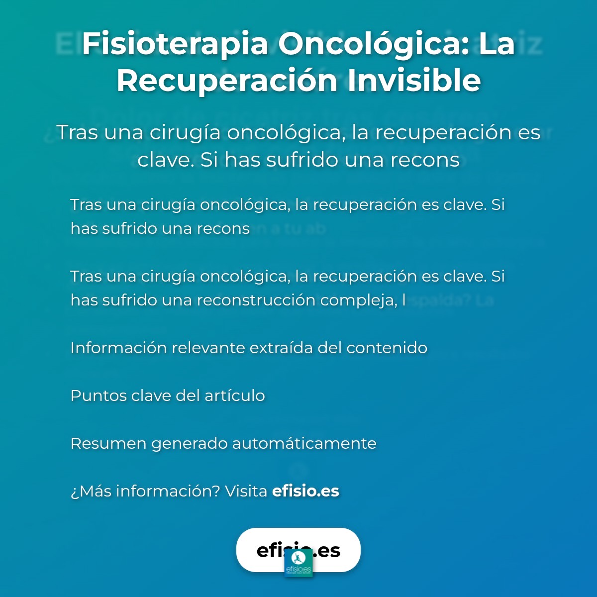 Fisioterapia Oncológica: La Recuperación Invisible