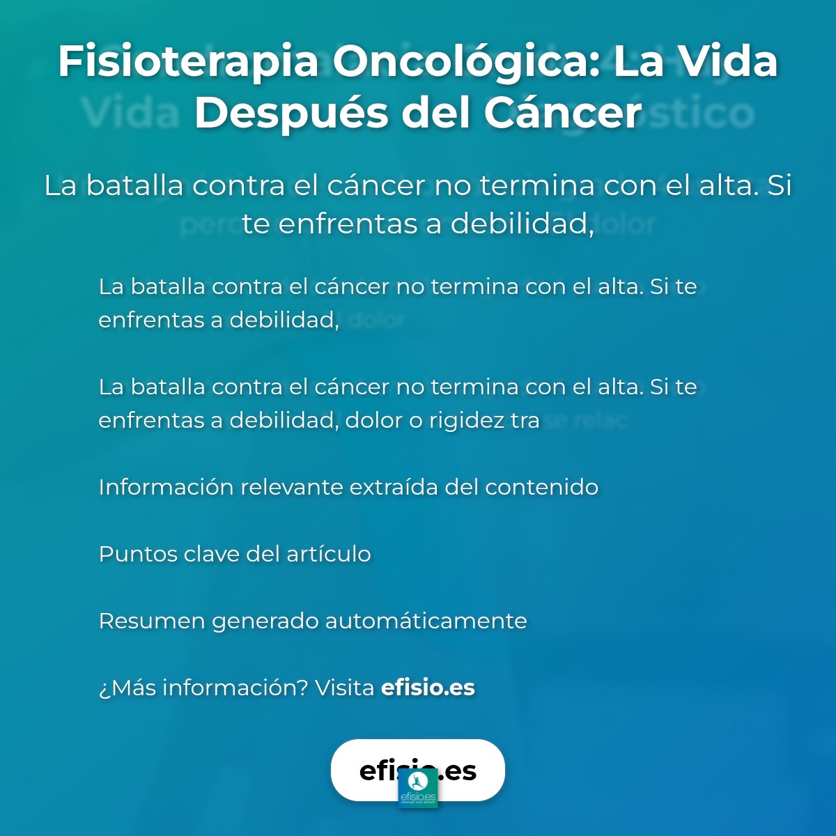 Fisioterapia Oncológica: La Vida Después del Cáncer